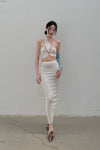 Marc Le Bihan Stretch Pleated Stretch Bandeau Dress or Skirt Collection MLB-25901-BAI White Short Skirt 25900 25901